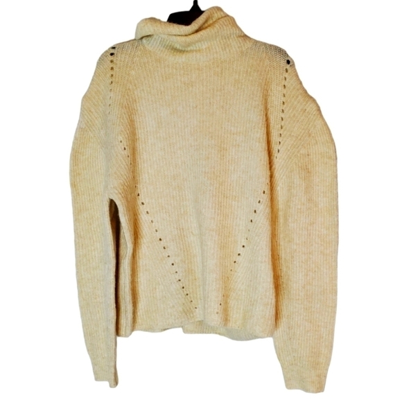 Nwot Topshop Knit Turtleneck In Creme Relaxed Fit Size 4-6 - Picture 1 of 4
